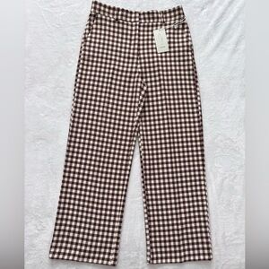 JOIE Brown & Bone Gingham High Waist Wide Leg Trouser--NWT--10